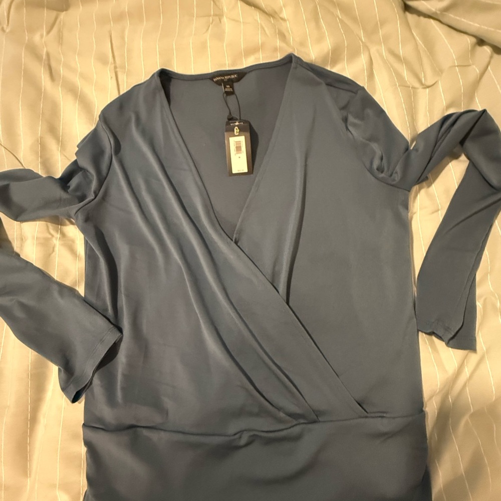 Banana Republic Soft Blue V-Neck Blouse